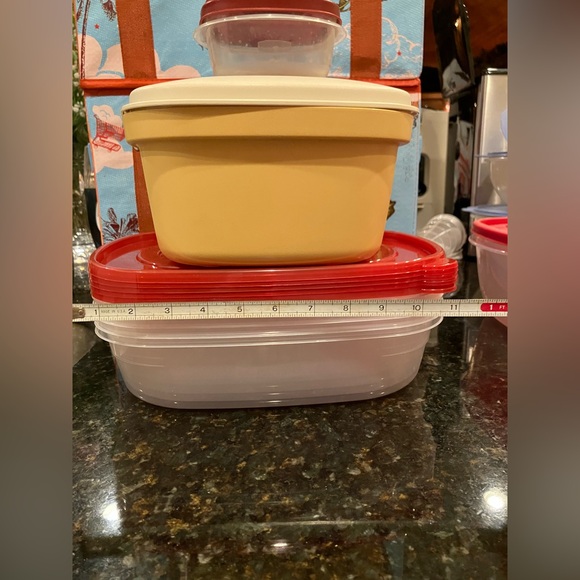 Tupperware Cream Gold with Red Container 9 pc Storage Set - Picture 8 of 16
